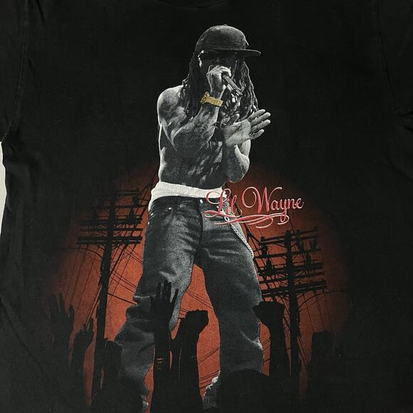 Lil Wayne Shirt Mens Medium Tour Graphic Hip Hop Vintage Y2K 2000s Rap Tee - Picture 7 of 15